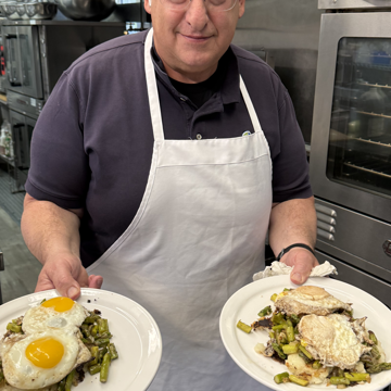 Eggs and asparagus Over potato pancake - Food plates
